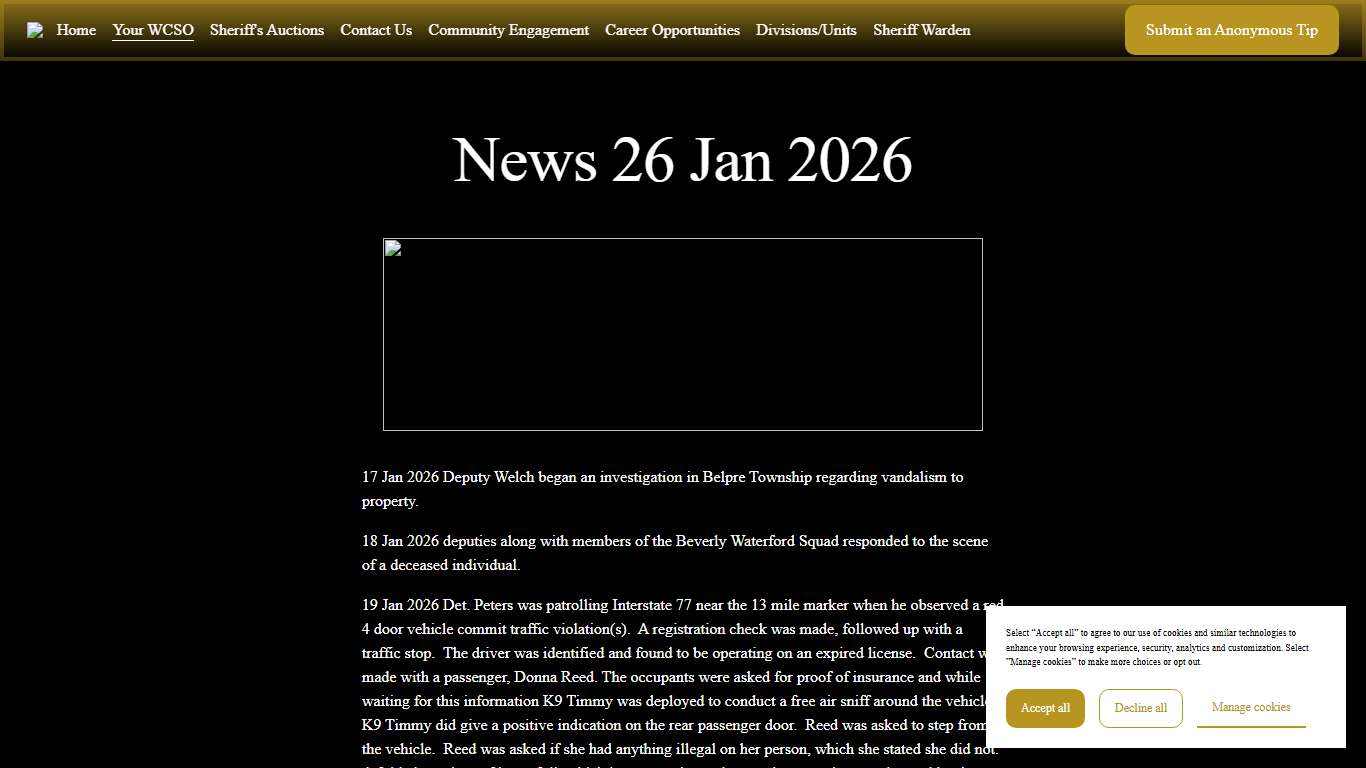 News 26 Jan 2026 — Washington County Sheriff's Office-Ohio